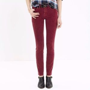Madewell Skinny Skinny Cords Maroon 27 x 32
